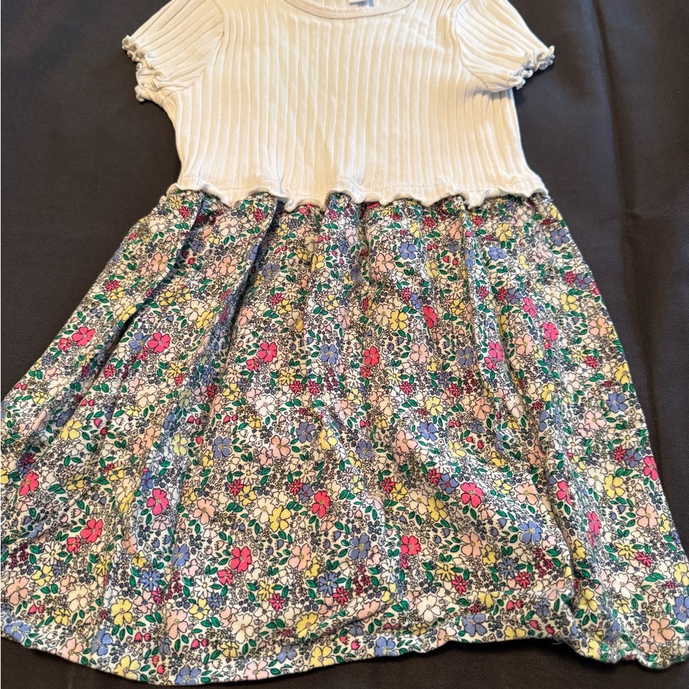 Old Navy Soft- Cream Short-Sleeve with Colorful Floral Print Skirt Dress 5T - Picture 2 of 7
